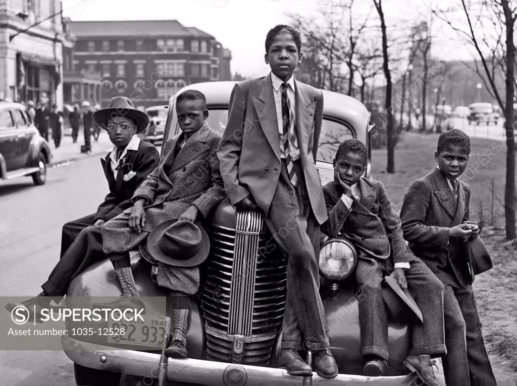 Chicago, Illinois:  April 1941  African American boys on the Southside of Chicago on Easter morning.