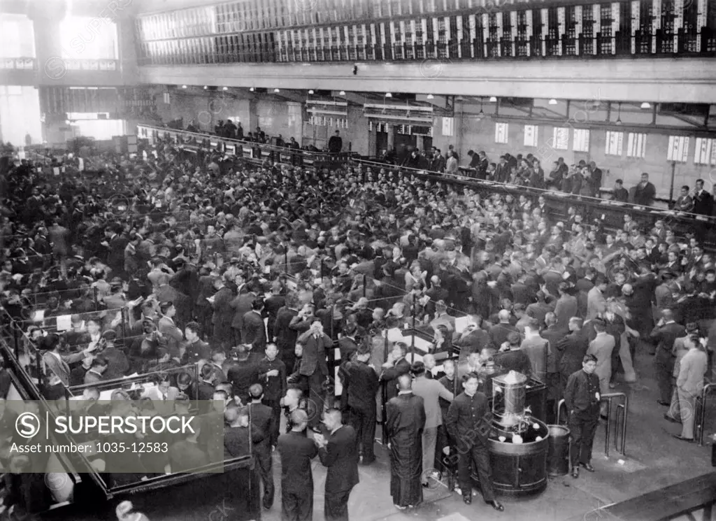 Tokyo, Japan:  November 26, 1932 The floor of the Tokyo Stock Exchange. The markets there boomed following the election of Franklin D. Roosevelt.