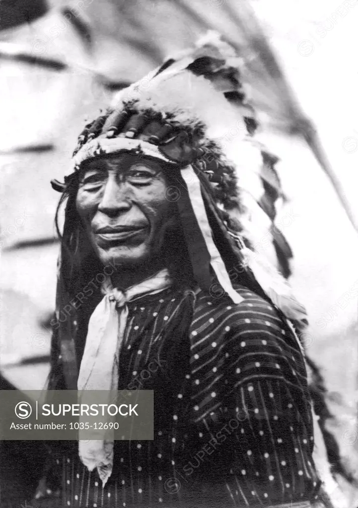 South Dakota:  1898 A portrait of Iron Tail, Oglala Sioux Chief, who was one of the three Native American chiefs used to create the composite profile on the Buffalo nickel. The image was printed from the original glass plate made in 1910. Iron Tail died in 1916.