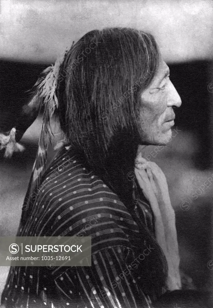 South Dakota:  1898 A portrait of Iron Tail, Oglala Sioux Chief, who was one of the three Native American chiefs used to create the composite profile on the Buffalo nickel. The image was printed from the original glass plate made in 1910. Iron Tail died in 1916.