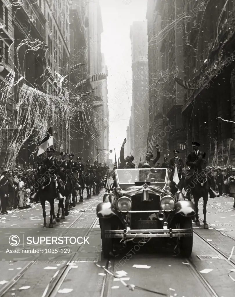 Aviators Dieudonne Coste and Maurice Bellonte in Ticker Tape Parade  New York City USA  1930  