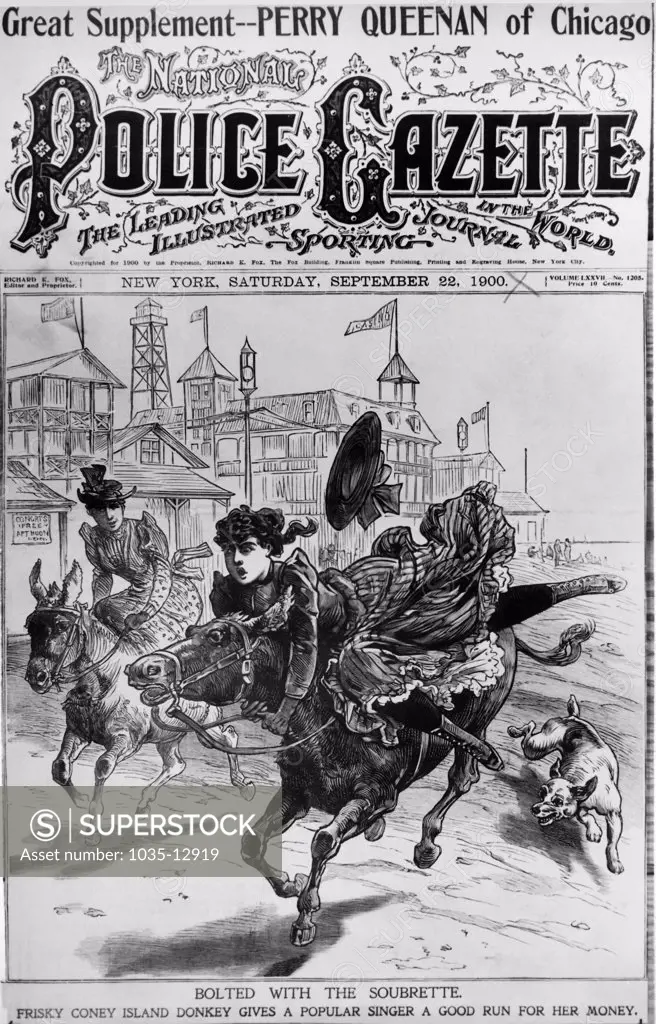 United States:   1900 The front cover of the 'Police Gazette', the most widely read weekly in 1900.