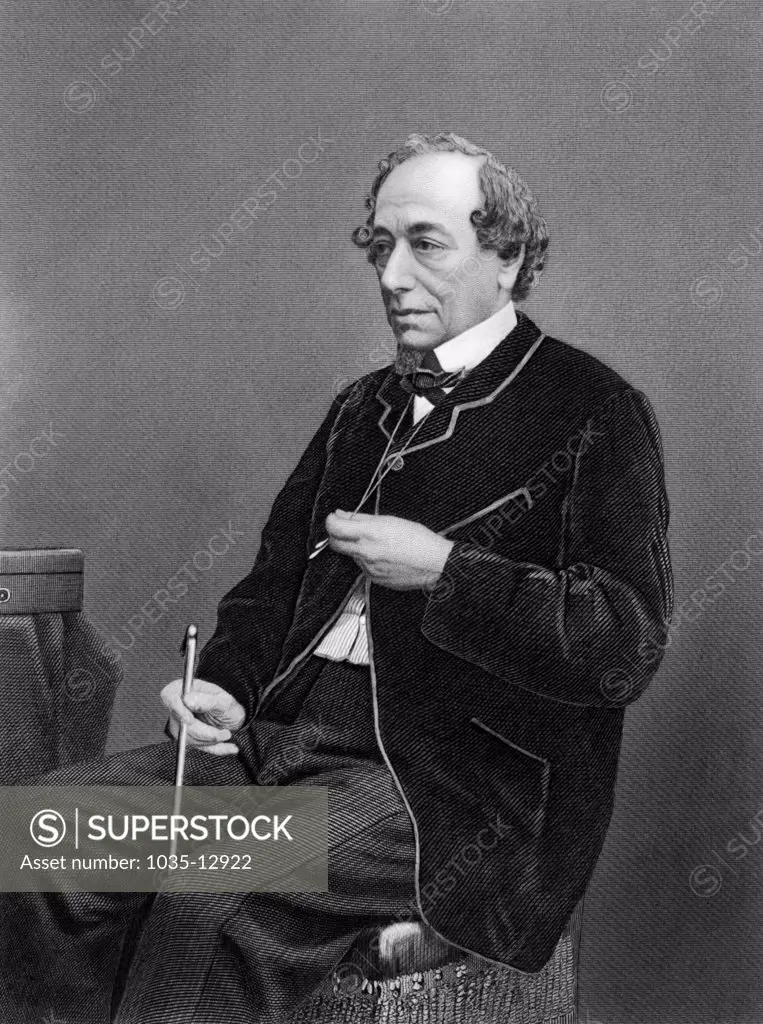 England:  c. 1870 Benjamin Disraeli, Prime Minister of Great Britain and Conservative statesman.