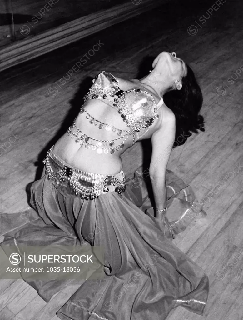 New York, New York:  January 11, 1973 A woman student at a belly dancing school.