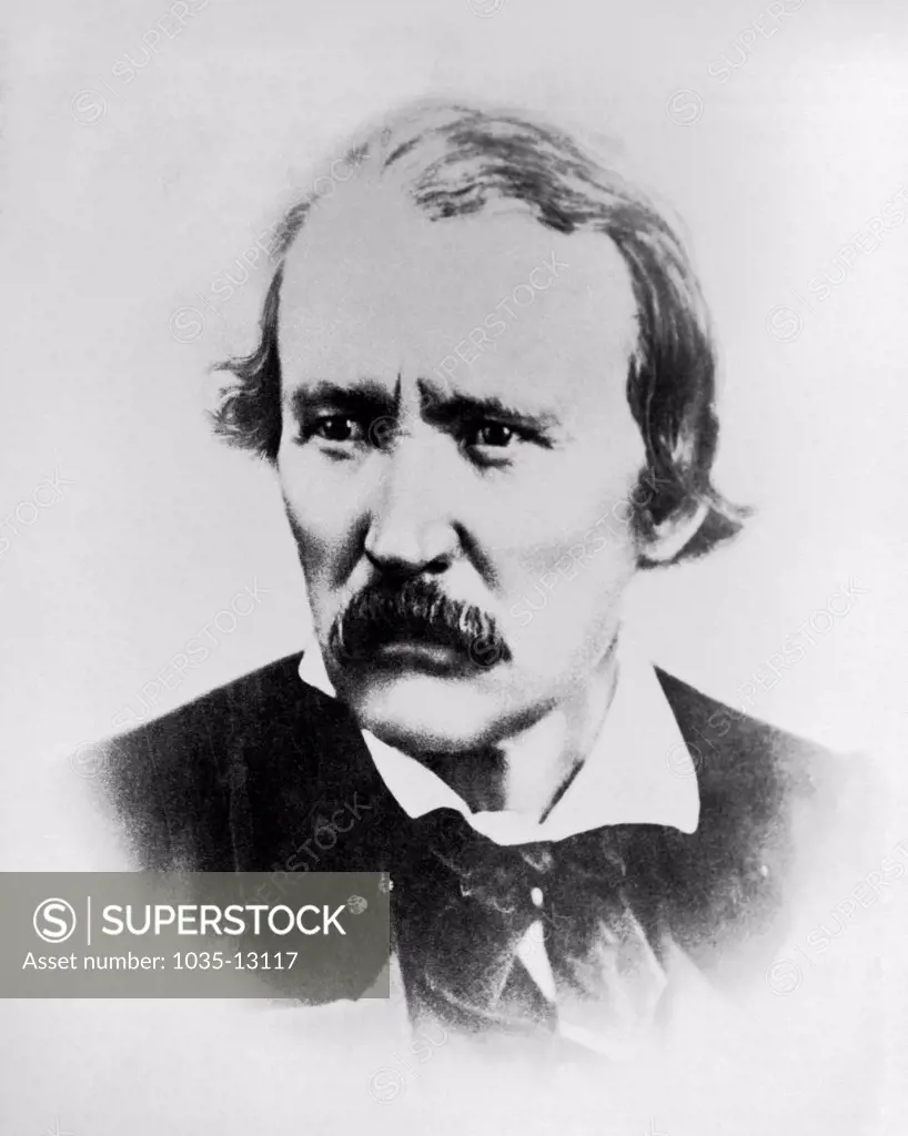 United States:  c. 1865. Studio portrait of Christopher 'Kit' Carson.