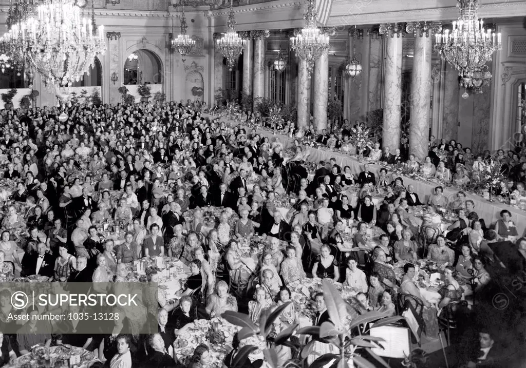 California:  c. 1930  A banquet scene in an elegant hall.
