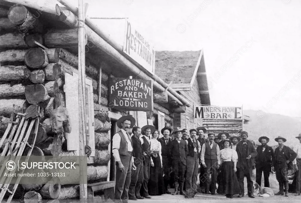 Bettles, Alaska:  c. 1898 The Miner's Home Restaurant, Bar, Bakery, and Lodging in Bettles.
