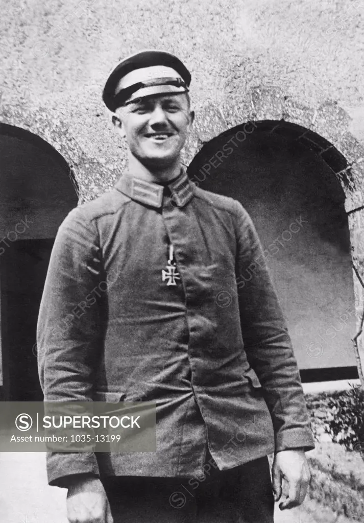 France:  c. 1916 A German prisoner of war who has been awarded the Iron Cross medal.