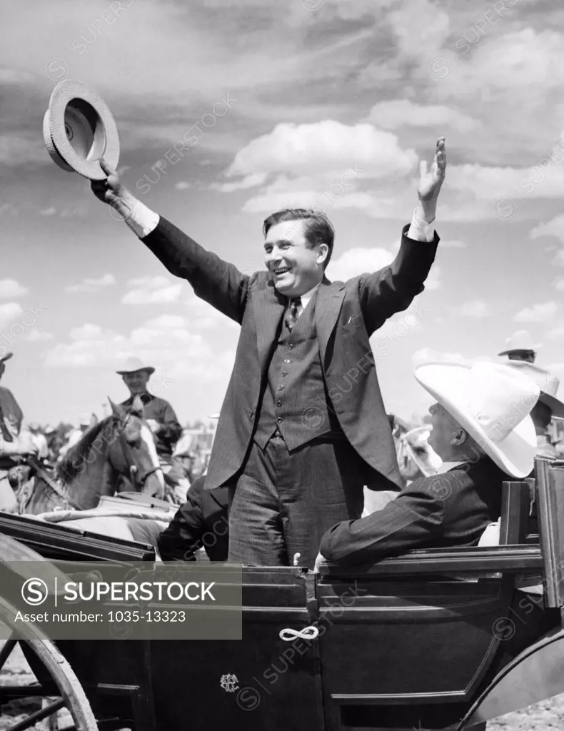United States:  1940 Republican presidential candidate Wendell Willkie on the campaign trail.