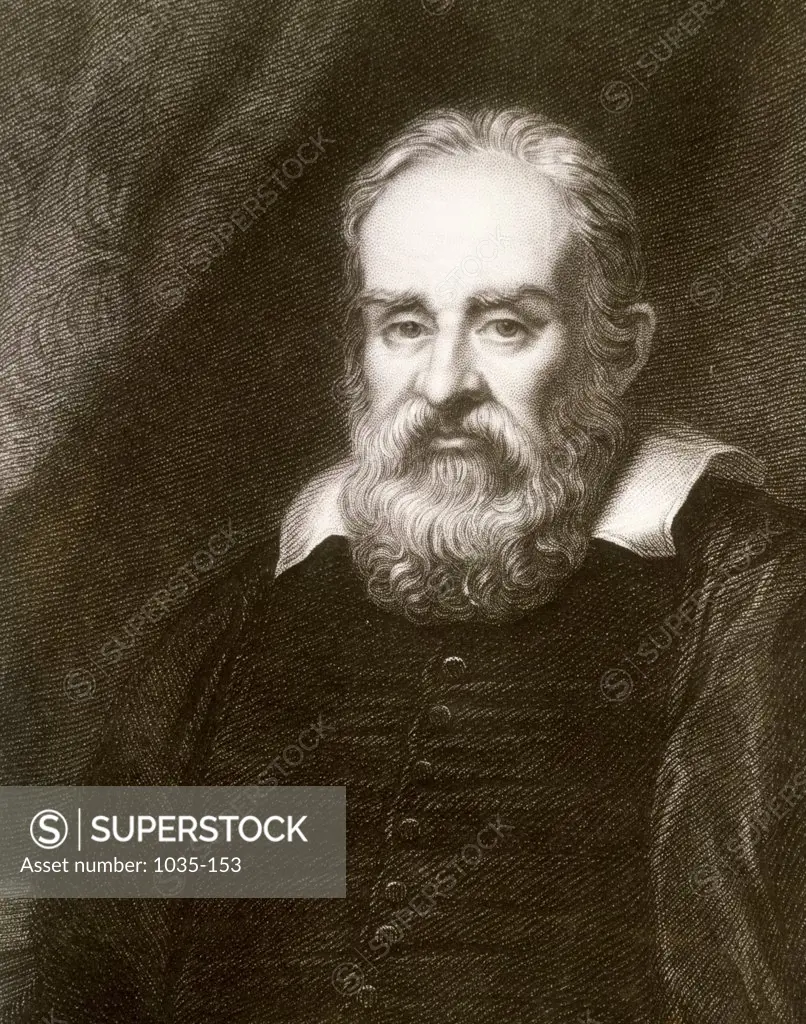 Galileo Galilei (1564-1642) Italian Mathematician, Astronomer, Physicist Artist Unknown Engraving Underwood Photo Archives, San Francisco, CA, USA