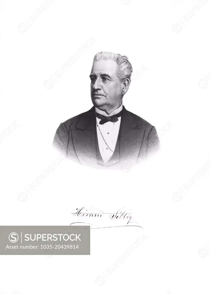 United States:  c. 1880 Portrait of Hiram Sibley, industrialist and entrepreneur. He worked closely with Samuel Morse and was the first president of the Western Union Telegraph Company.