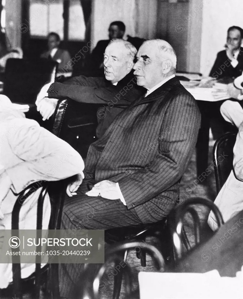 Washington, D.C.:  May 24, 1933 J.P. Morgan, right, with Thomas Lamont at the Senate Banking and Currency inquiry regarding millions of dollars in loans made by the J.P. Morgan company to the directors of other commercial banks.