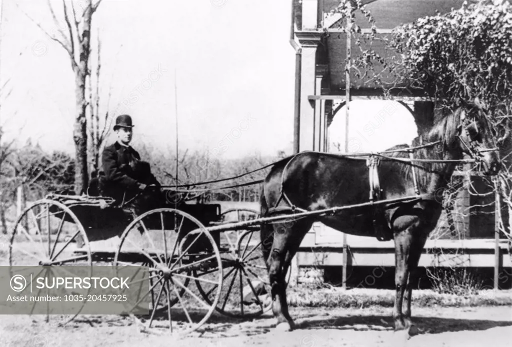 Ridgewood, New Jersey:  1888 Dr. William Loveridge Vroom making his medical rounds in his buggy.