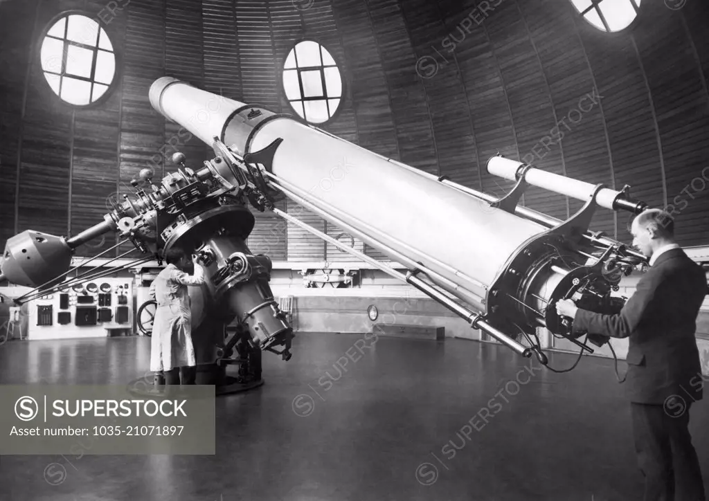 Babelsberg, Germany:  c. 1924 The 65 cm. refractor telescope installed at the Berlin University Observatory.