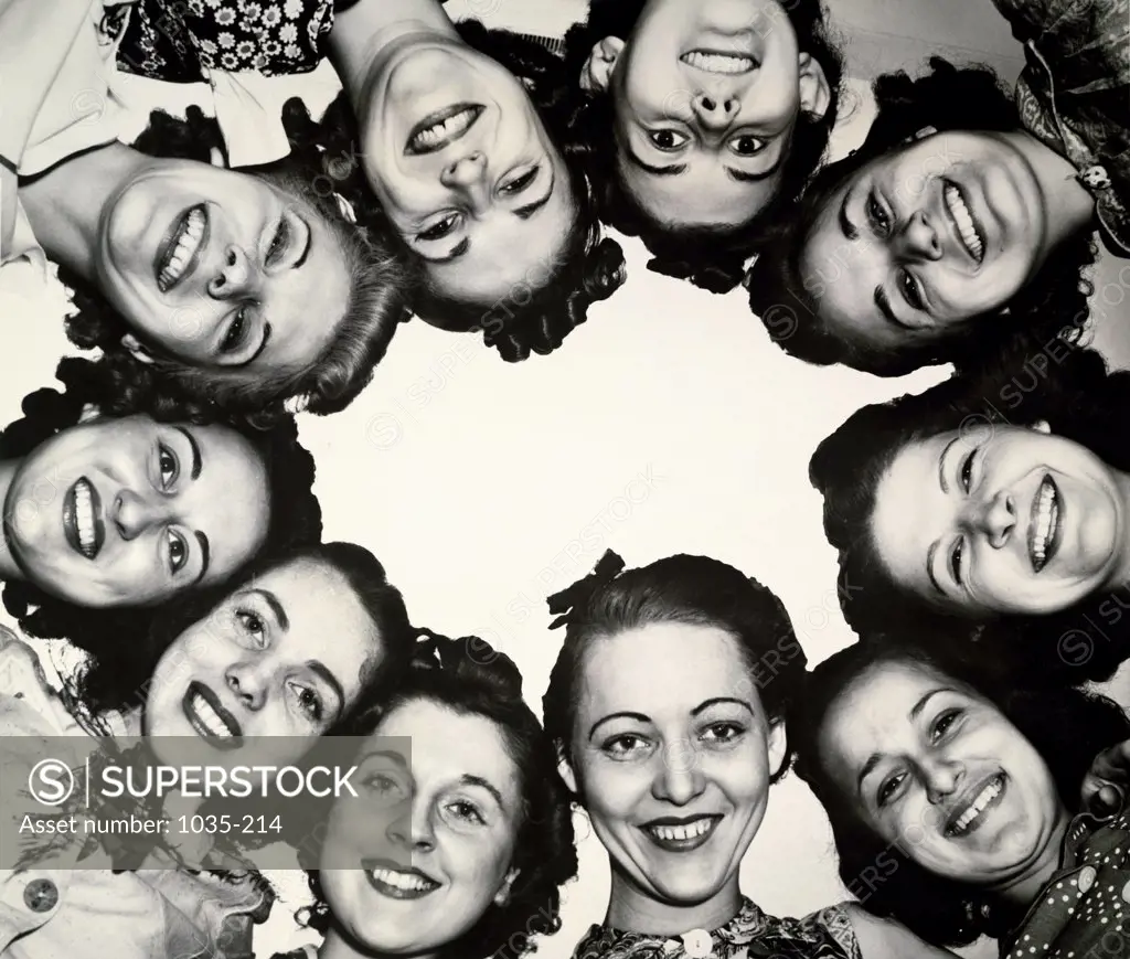 Portrait of a group of teenage girls smiling