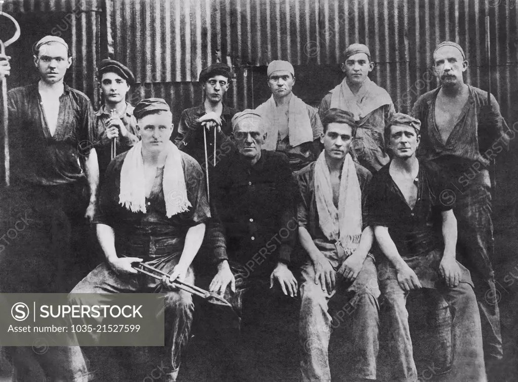 New Kensington, Pennsylvania:  October, 1914 Portrait of workers at Mill #6 of the Pittsburg Works.