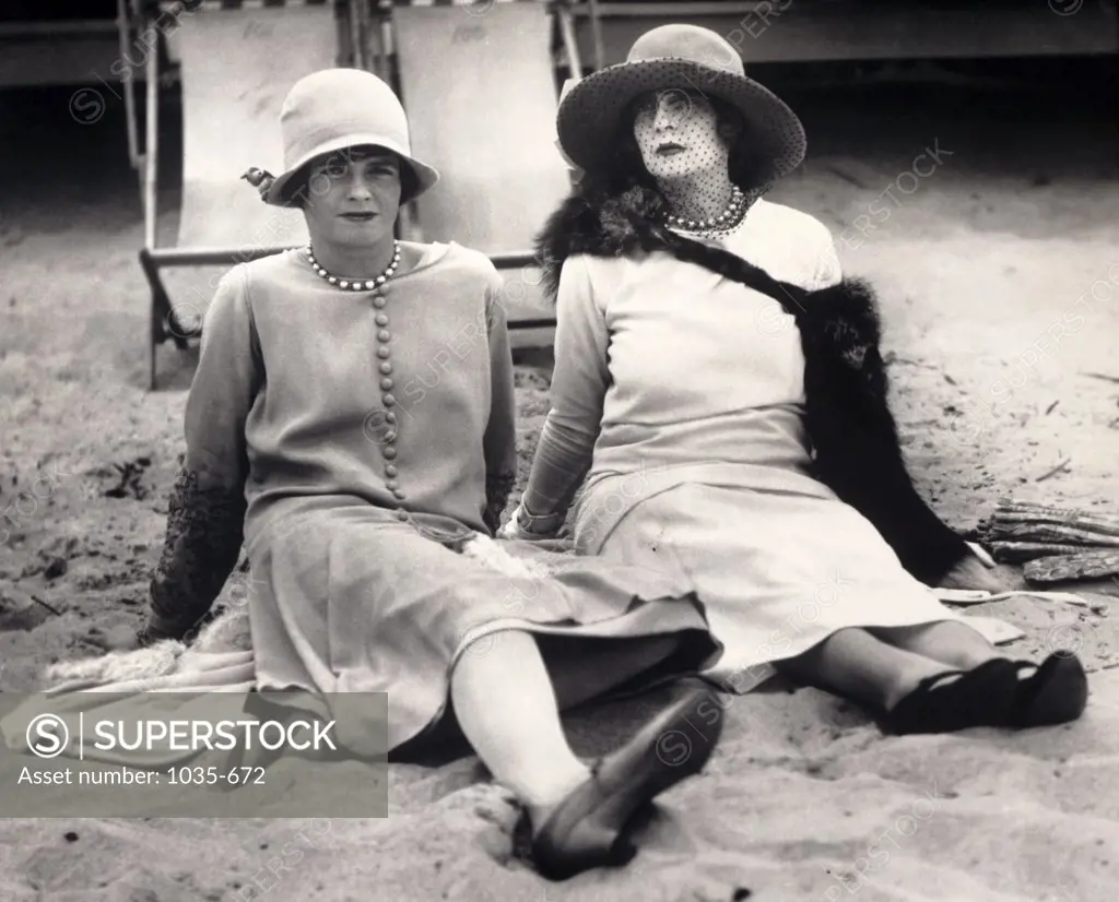 Palm Beach, Florida: January 31, 1926. A New York society matron and her daughter practice relaxing on a Florida beach.