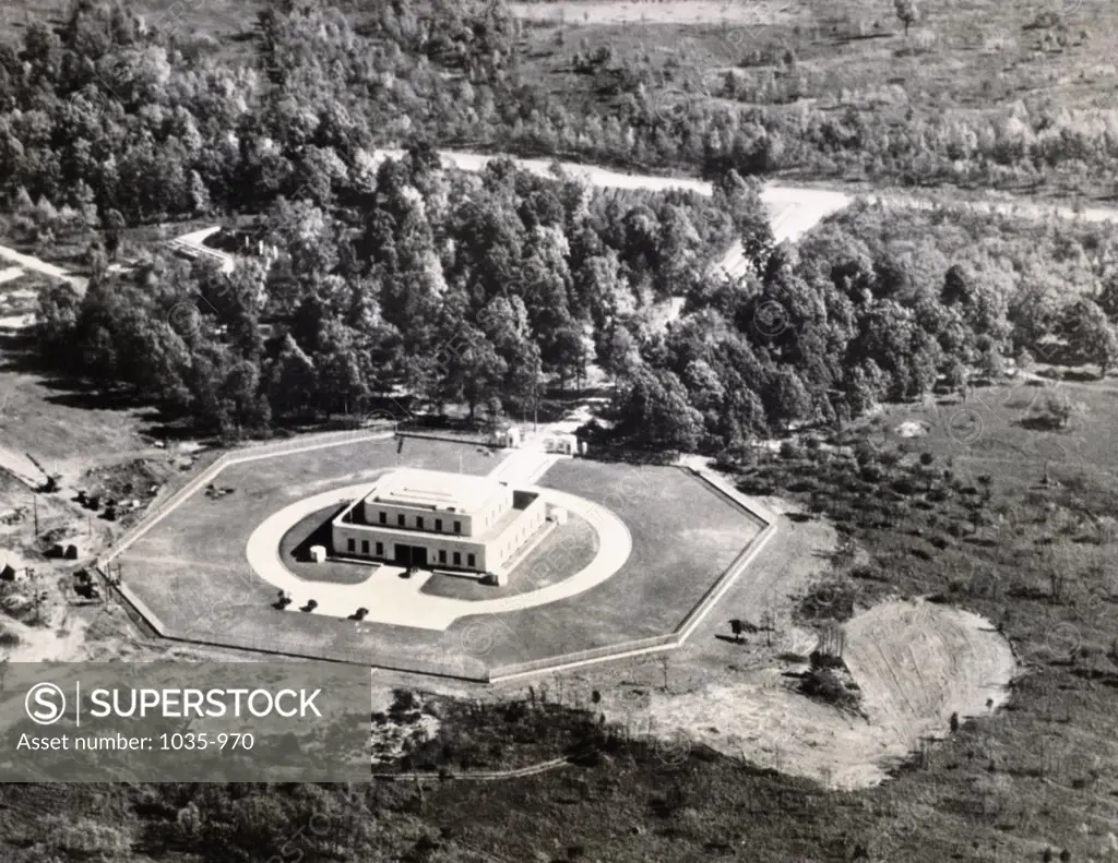 Aerial view of a government building, U.S. Bullion Depository, Fort Knox, Kentucky, USA