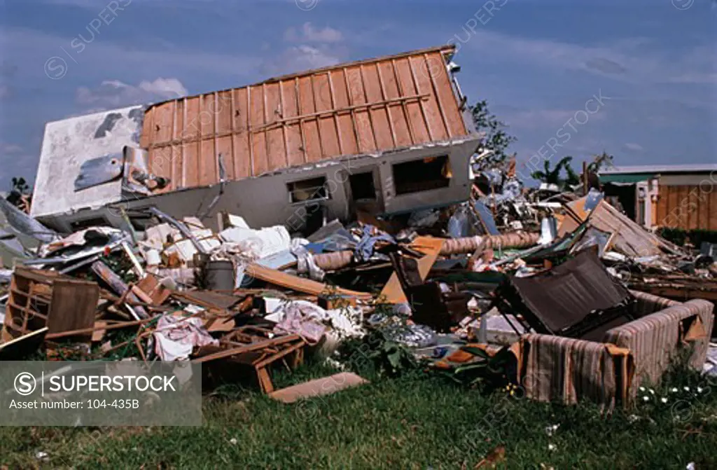 Hurricane damage, Hurricane Andrew, Homestead, Miami-Dade County, Florida, USA