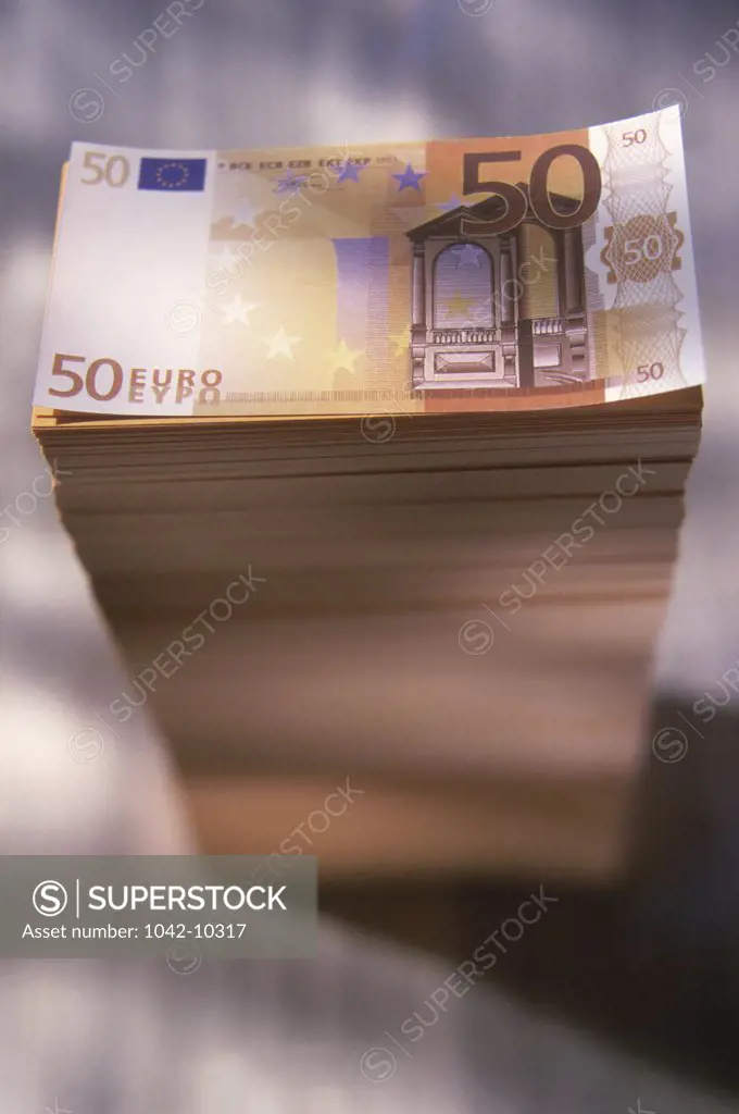 Stack of euro banknotes