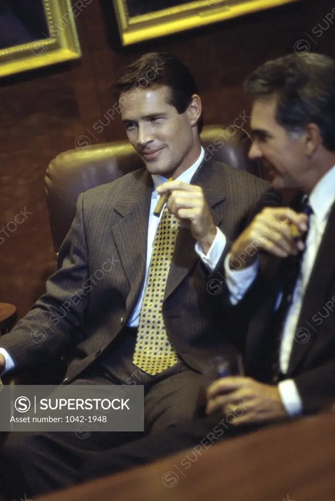 Two businessmen smoking cigars