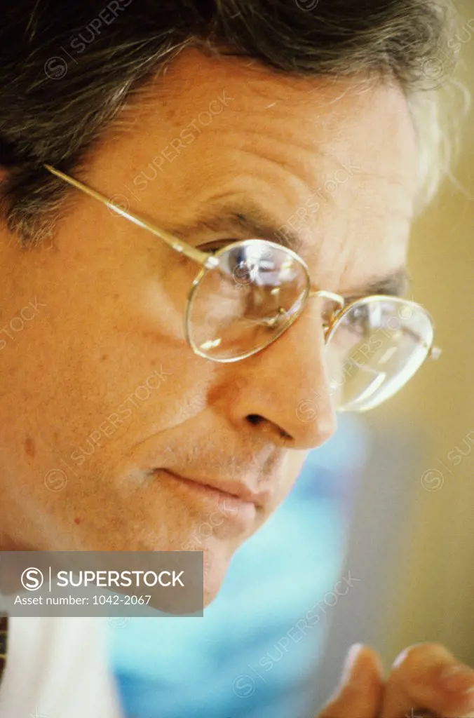 Close-up of a businessman looking serious