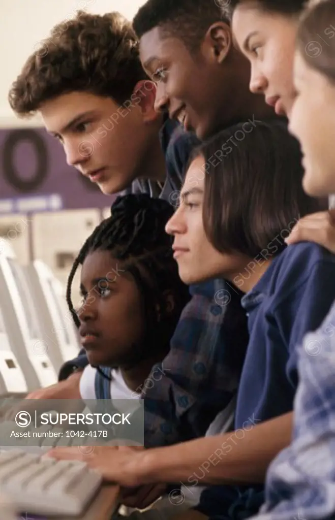 Group of teenagers in a computer lab