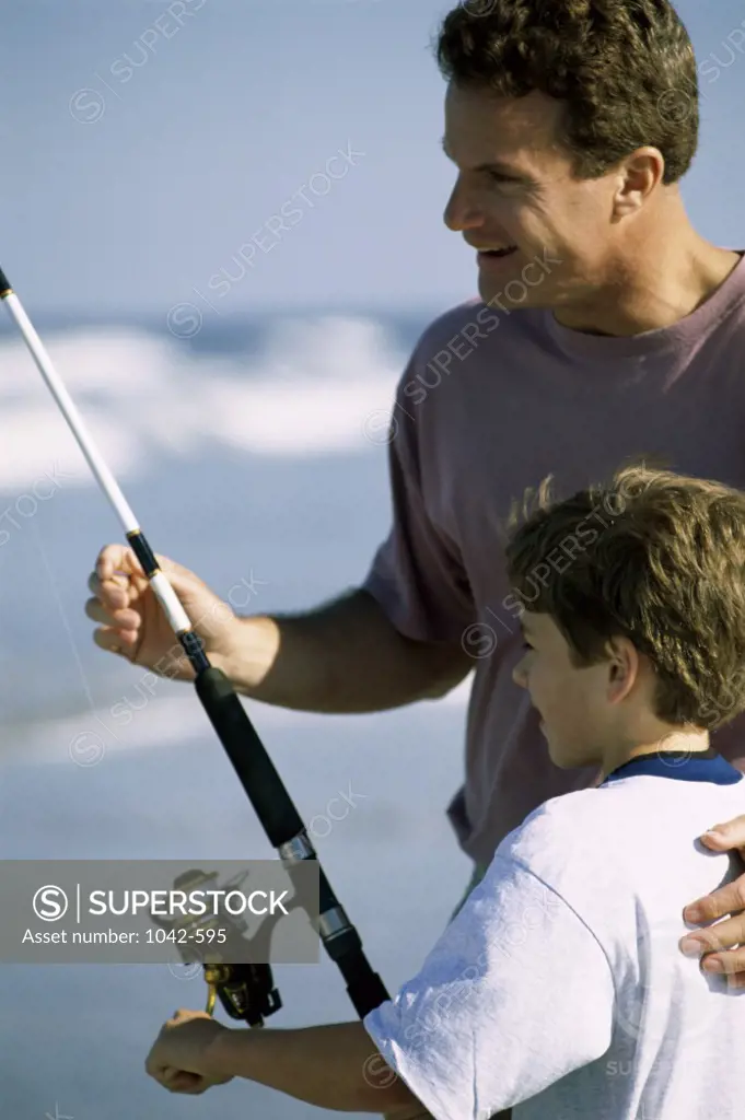 Father and his son fishing