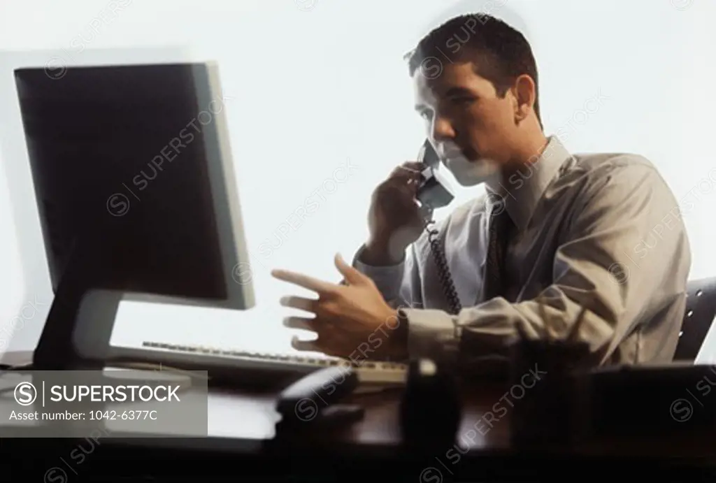 Businessman talking on the telephone