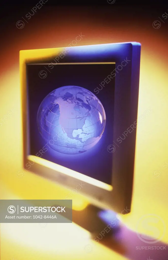 Computer monitor with a globe