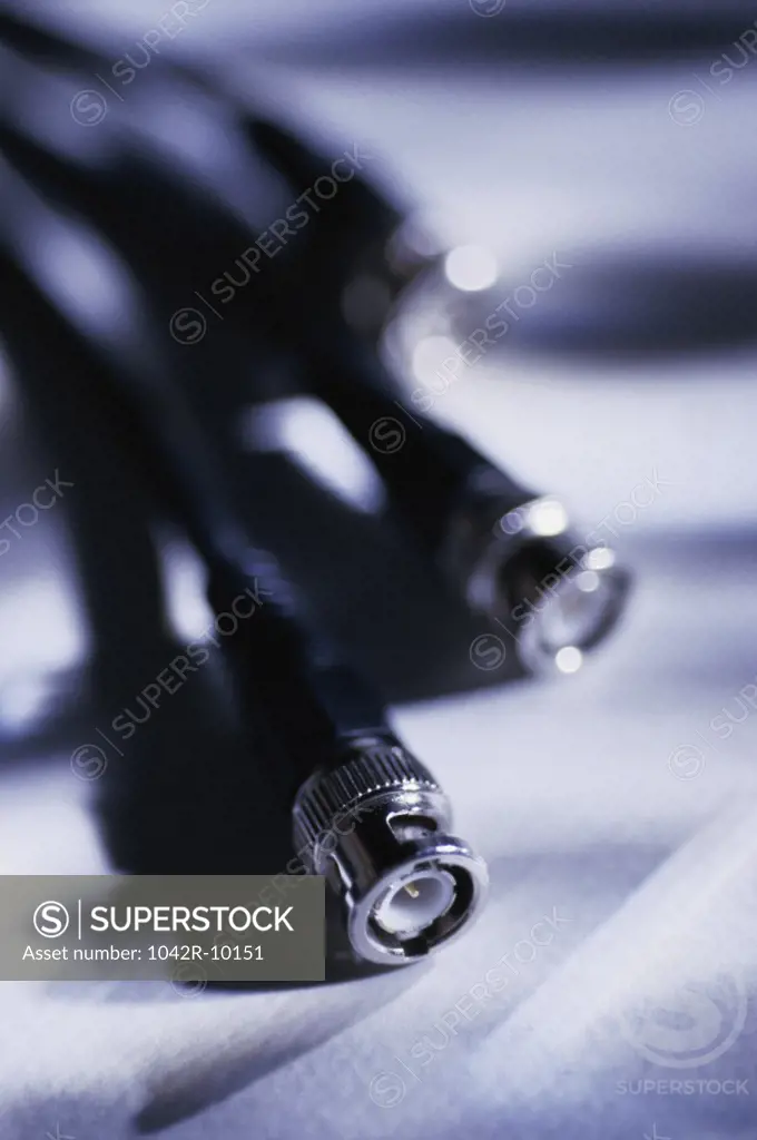 Close-up of a coaxial cable