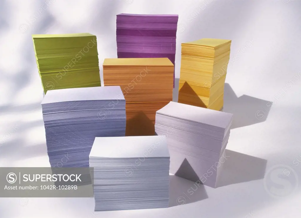 Stacks of colored paper