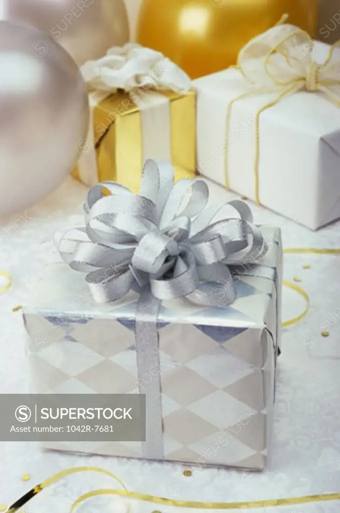 Close-up of a wrapped gift