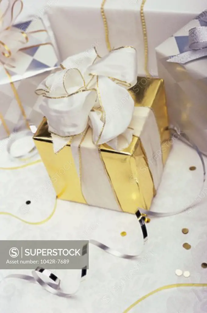 Close-up of a wrapped gift