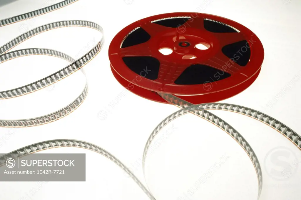 Close-up of camera film on a reel