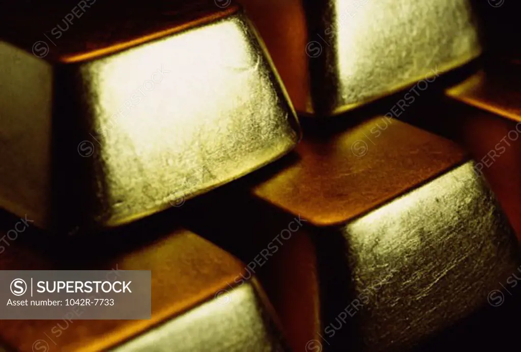 Close-up of gold bars