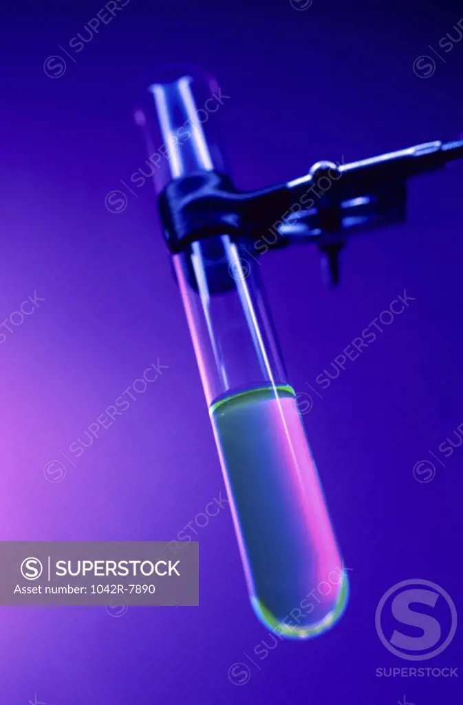 Clamp stand holding a test tube in a laboratory