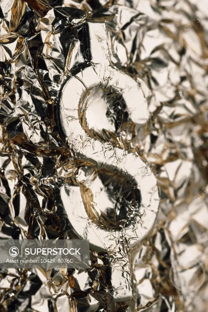 Dollar sign covered in foil