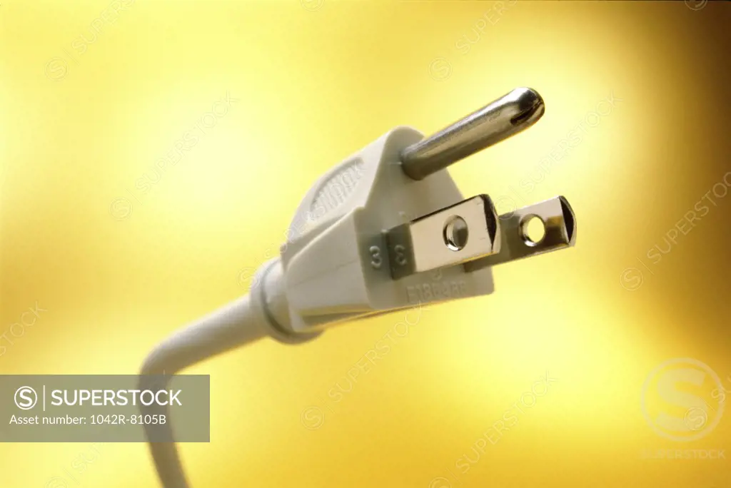 Close-up of a three pin electric plug