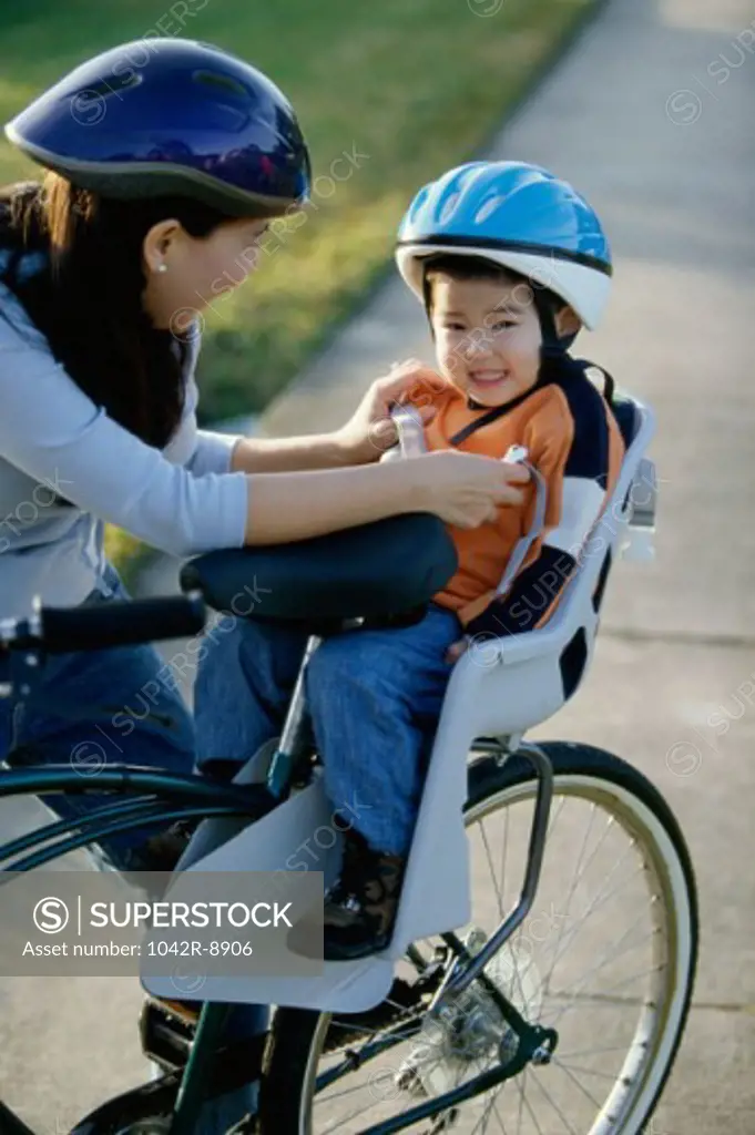 Mother and son on a bicycle
