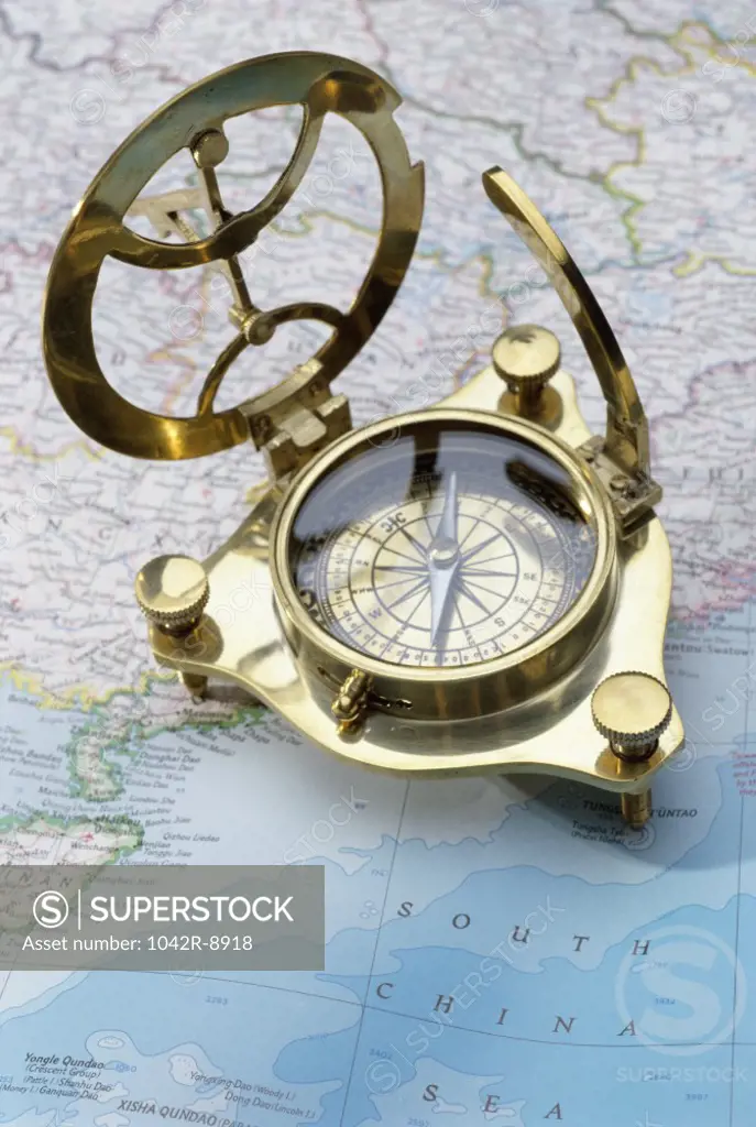 Compass on a map