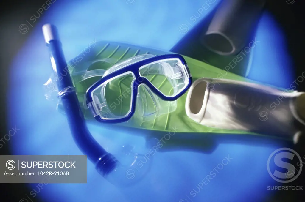 Close-up of snorkeling equipment