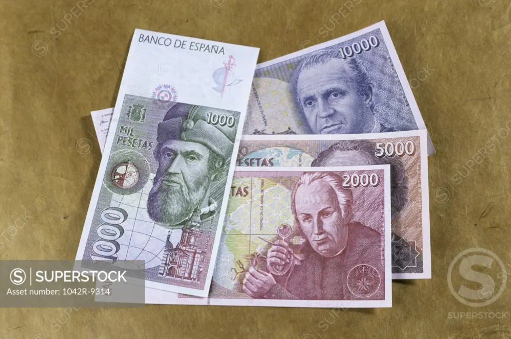 Spanish peseta banknotes