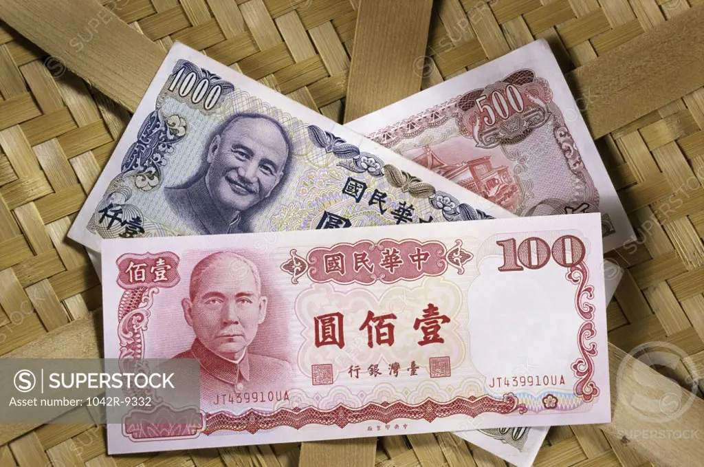 Close-up of Yuan banknotes