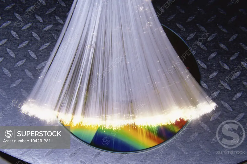 Close-up of fiber optics on a CD