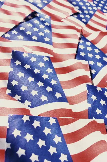 Close up of American flags