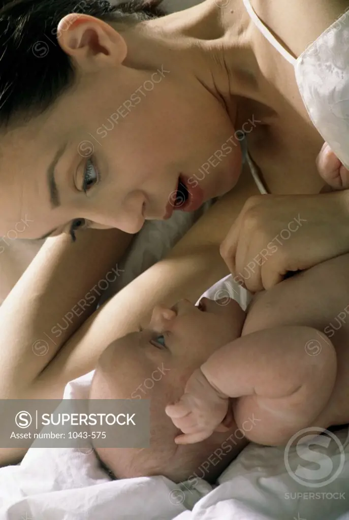 Close-up of a mother with her baby boy