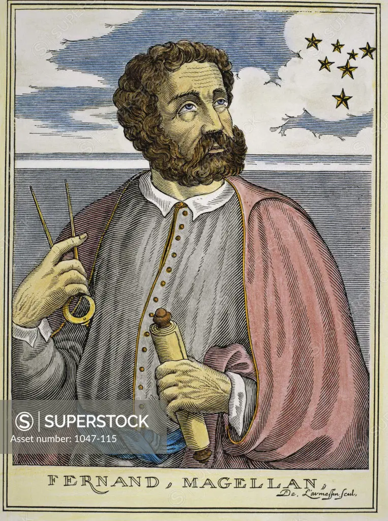 Ferdinand Magellan (ca.1480-1521)   Portuguese Navigator Illustration 