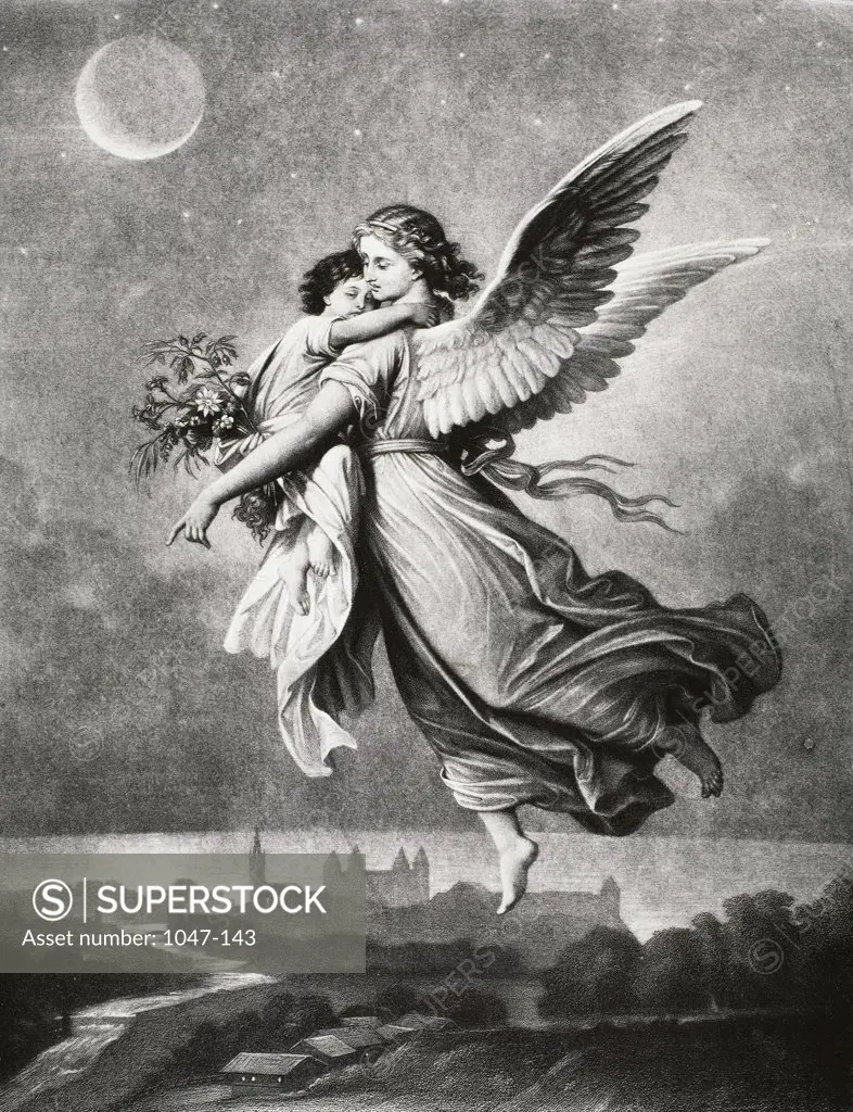 The Guardian Angel From the Painting by Wilhelm von Kaulbach Artist Unknown 