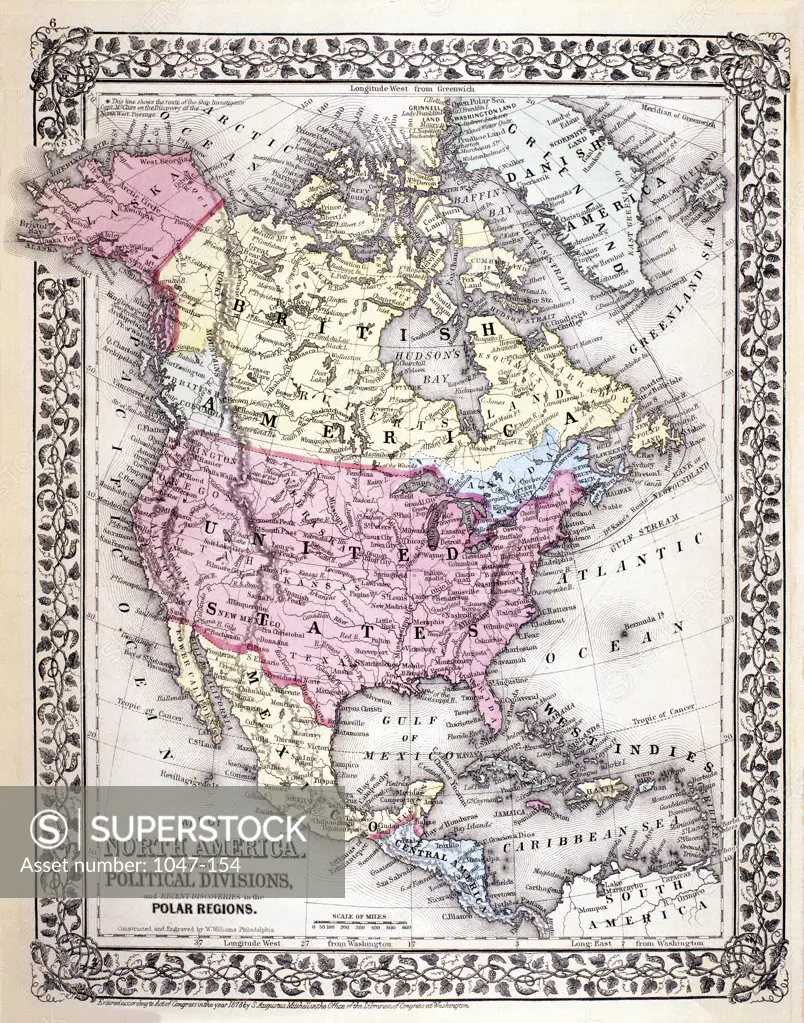 North America Map, 1878